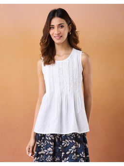 Fabindia - White Cotton Chikankari Top