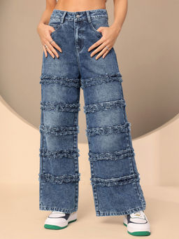 DOLCE CRUDO - Women's Blue Wide-Leg High-Rise Regular-Length Denim Jeans