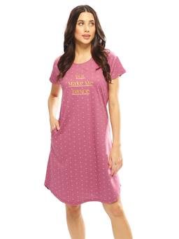 LOTIK - Women Pink Printed Cotton Nightdress