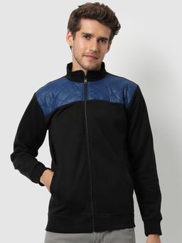 Campus Sutra - Men Colourblock Zipper Biker Jacket