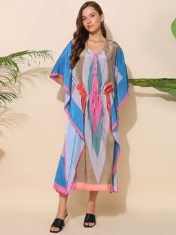 Zelena - Women Half Sleeves Polyester Printed Zipless Feeding Kaftan Dress