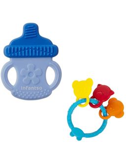 INFANTSO - Non-Toxic Food-Grade Silicone Baby Teether, BPA-Free Teething (Pack of 2)