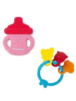 INFANTSO - Non-Toxic Food-Grade Silicone Baby Teether, BPA-Free Teething (Pack of 2)