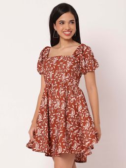Moomaya - Women Brown Printed Mini Dress
