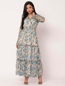 Moomaya - Women Blue Floral Maxi Dress