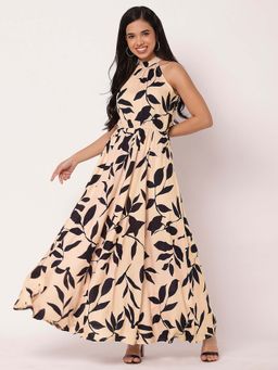 Moomaya - Women Peach Printed Maxi Dress