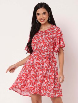 Moomaya - Women Red Floral Mini Dress