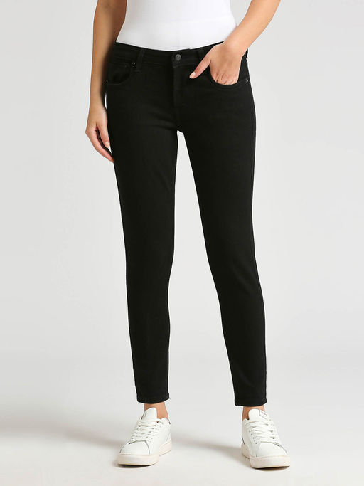 Buy Pepe Jeans Black Lola Skinny Fit Mid Waist Jeans Online
