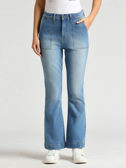 Pepe Jeans - Blue Dion Flare Slim Fit High Waist Boot Cut Leg Jeans