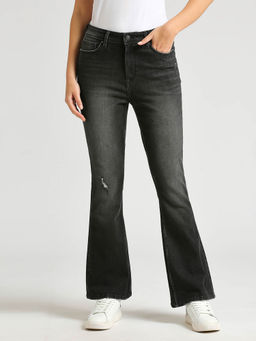 Pepe Jeans - Black Dion Flare Slim Fit High Waist Boot Cut Leg Jeans