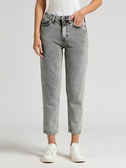 Pepe Jeans - Grey Mom Relaxed Fit High Waist Tapered Leg Jeans