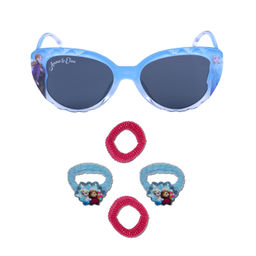Disney - Girls Frozen Graphic Printed Blue Sunglasses and Hair Elestic Band Combos (Set of 5)