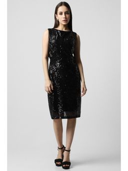 Van Heusen - Women Black Embellished Knee Length Party Dress