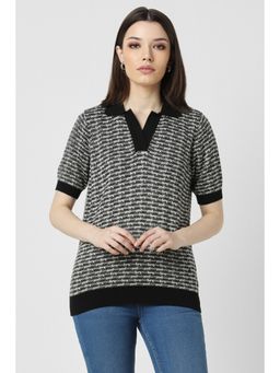 Van Heusen - Women Grey Print Casual Neck T-Shirt