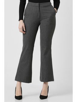 Van Heusen - Women Grey Textured Formal Regular Fit Trousers