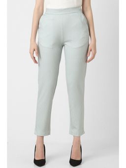 Van Heusen - Women Blue Stripe Formal Regular Fit Trousers