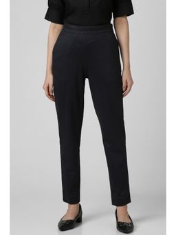 Van Heusen - Women Black Stripe Formal Regular Fit Trousers