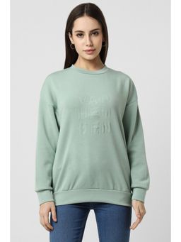 Van Heusen - Women Green Solid Round Neck Sweatshirt