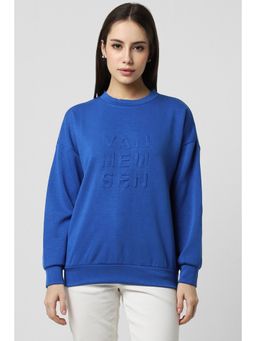 Van Heusen - Women Blue Solid Round Neck Sweatshirt