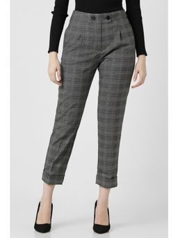 Van Heusen - Women Grey Check Formal Slim Fit Trousers