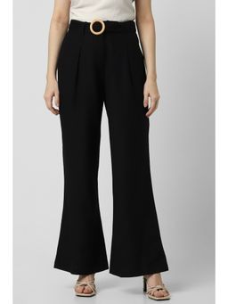 Van Heusen - Women Black Textured Casual Regular Fit Trousers