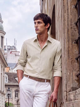 Rare Rabbit - Beige Stripes Regular Shirt