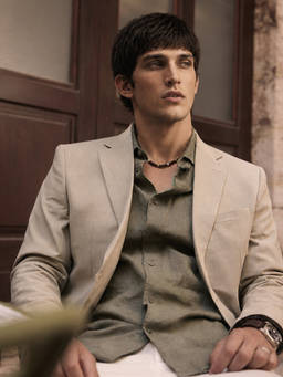 Rare Rabbit - Beige Polyester Blend Solid Party Blazer