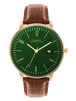 French Connection - Green Leather Round Watch FCN0163NBRL (Medium)