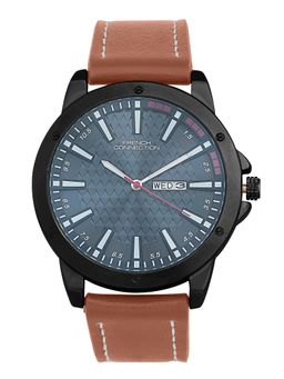 French Connection - Blue Leather Round Watch FCN0164BBRL (Medium)
