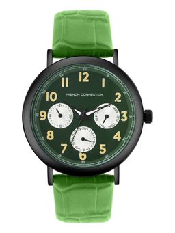 French Connection - Green Leather Round Watch FCN0207NL-B (Medium)