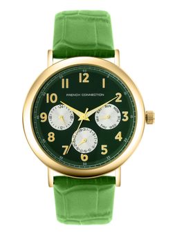 French Connection - Green Leather Round Watch FCN0207NL (Medium)