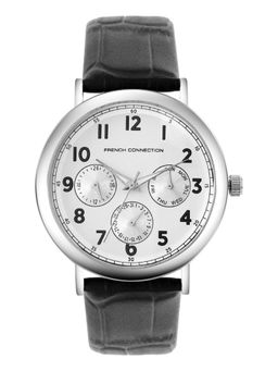 French Connection - White Leather Round Watch FCN0207SBL (Medium)