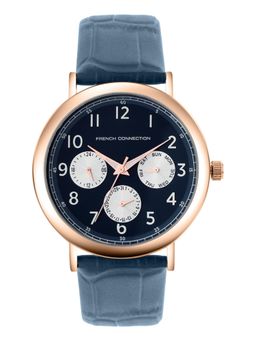 French Connection - Blue Leather Round Watch FCN0207UL-R (Medium)