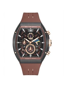Kenneth Scott - Brown Silicon Rectangular Watch K26110-BSDD (Medium)