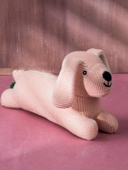 Fabindia - Pink Knitted Cotton Pup Toy with Poly Fill