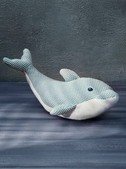 Fabindia - Grey Knitted Cotton Dolphin Toy with Poly Fill