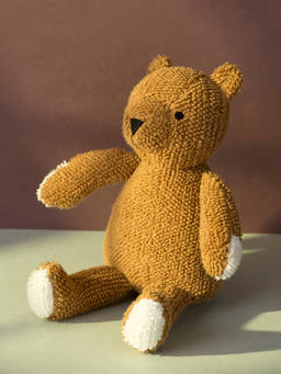 Fabindia - Brown Knitted Cotton Fuzzy Bear Toy with Poly Fill