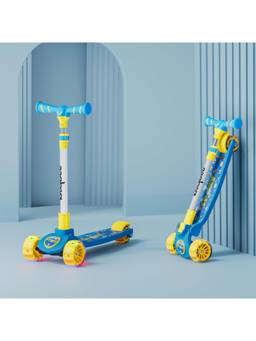 BAYBEE - Blue and Yellow Kitty Foldable Kick Scooter for Kids