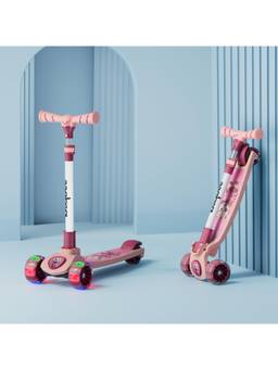 BAYBEE - Pink Kitty Foldable Kick Scooter for Kids
