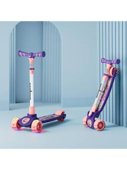 BAYBEE - Purple Kitty Foldable Kick Scooter for Kids