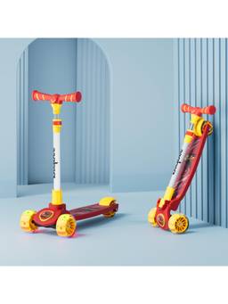 BAYBEE - Pink and Yellow Kitty Foldable Kick Scooter for Kids