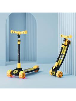 BAYBEE - Yellow and Black Kitty Foldable Kick Scooter for Kids