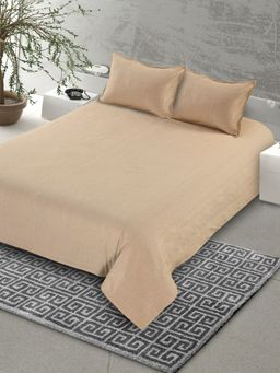 Saral Home - Cotton Striped Bedsheet with 2 Pillow Covers (Beige, 90"x100")