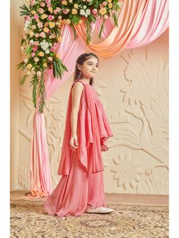 MASTARANG - Girsl Pink Embroidered Kurta with Sharara & Dupatta (Set of 3)