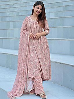 Libas - Printed Pink Kurta and Pant with Dupatta (Set of 3)