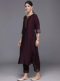 Libas - Solid Burgundy Kurta and Pant (Set of 2)