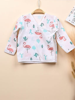 Moms Home - Muslin Organic Cotton Front Open Knotted Jhabla Multi-Color