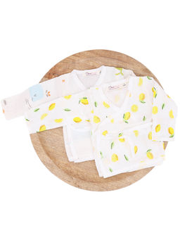 Moms Home - Muslin Organic Cotton Front Open Knotted Jhabla Multi-Color (Pack of 2)