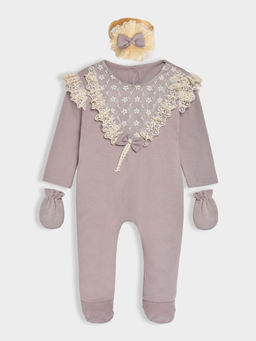 Mi Arcus - Full Sleeves Sleepsuit Headband And Mittens For Girls