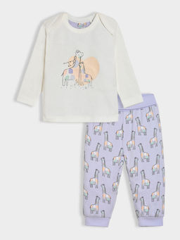 Mi Arcus - Cotton Printed Full Sleeves T-Shirt With Pyjama For Kids (Set of 2)